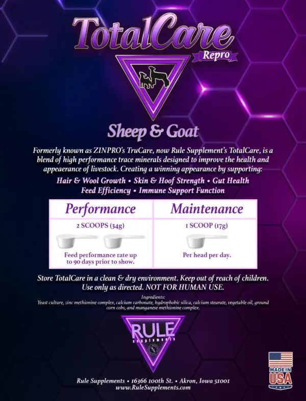 Total care sheep & goat 25lb by rule
